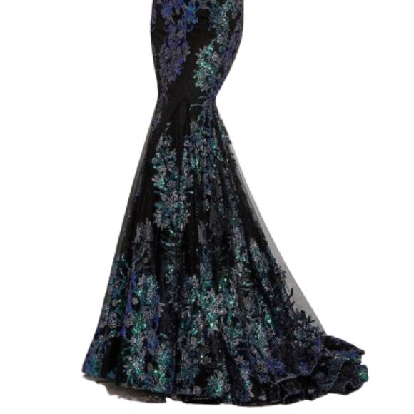 NWT Jasz Couture 7403 Floral Pattern Prom Dress Black Multi size 2 and 4 - Picture 4 of 6